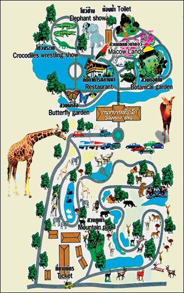 Сафари-парк в Канчанабури. Карта