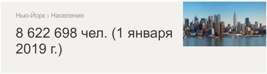 Численность населения в Нью-Йорке на 2019 год