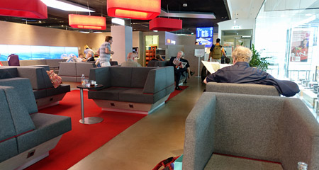 Inside the OBB lounge in Vienna Hauptbahnhof