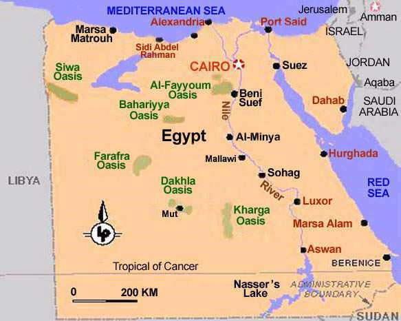 карта достопримечательностей египта