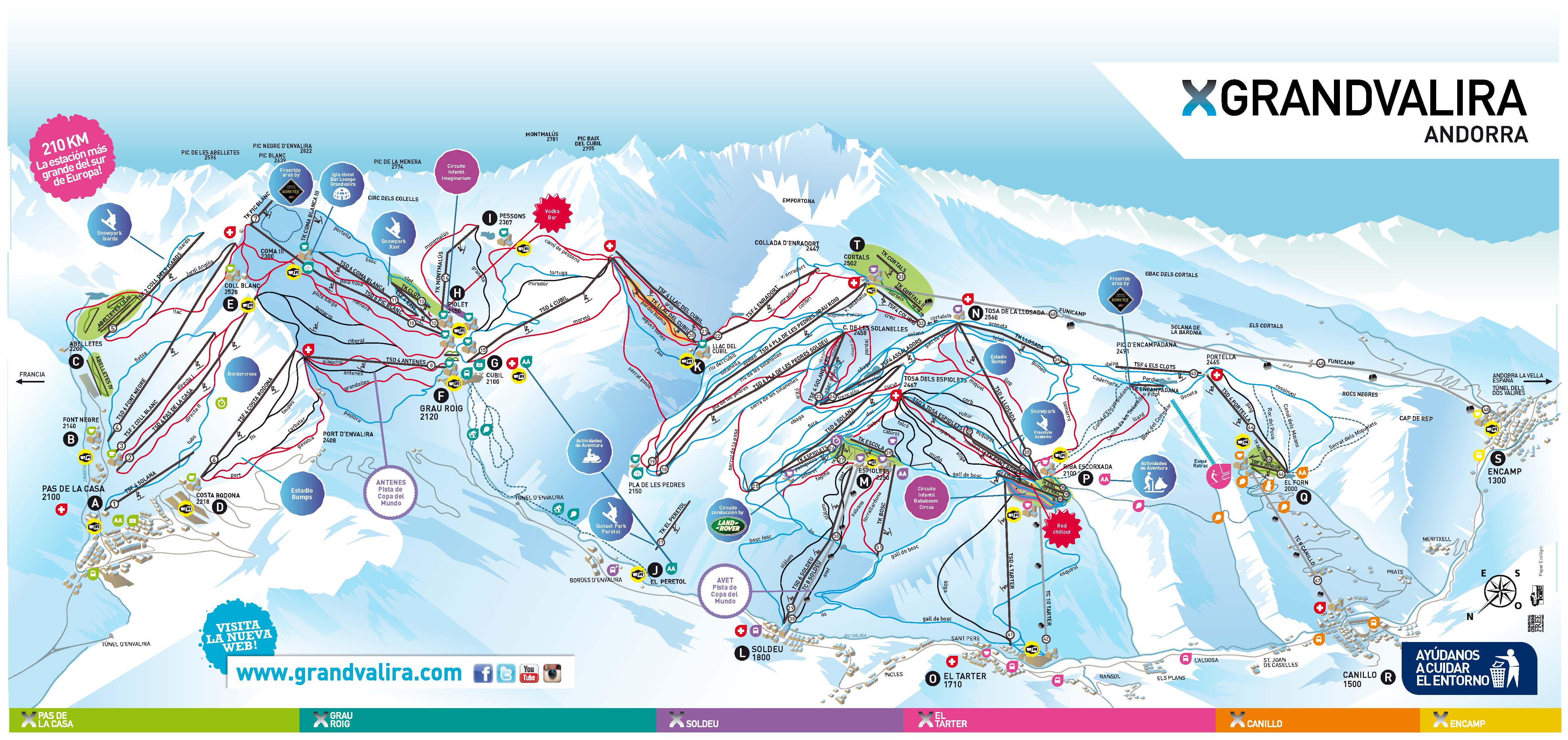 Карта горнолыжных склонов. Андорра Грандвалира схема трасс. Андорра схема горнолыжных трасс. Андорра Грандвалира карта трасс. Горнолыжный курорт Андорра карта склонов.